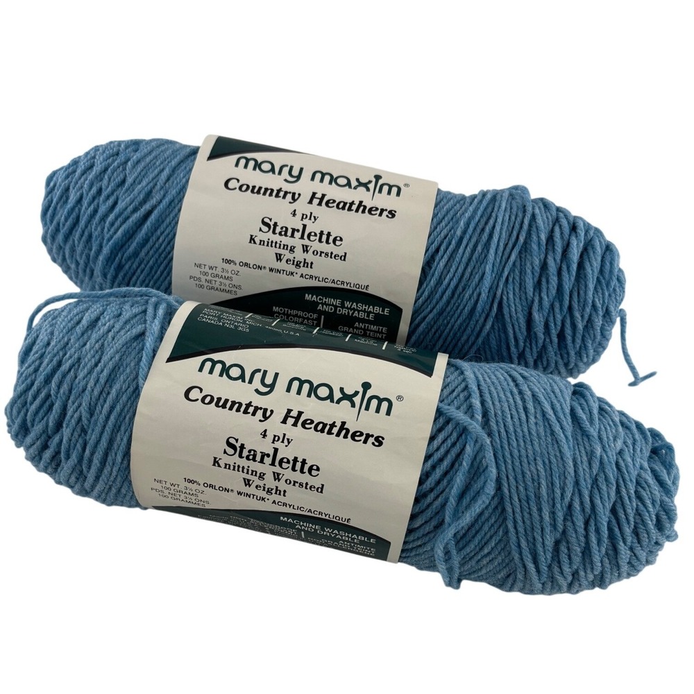 Mary Maxim Country Heathers Starlette Worsted‎ Weight Blue Acrylic Yarn 2 Skeins